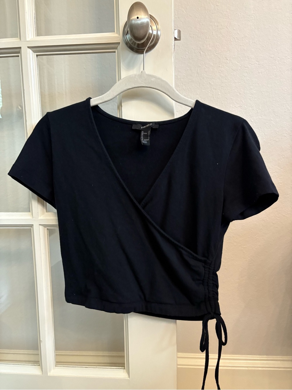 Forever 21 Black Wrap Crop Top with Side Tie